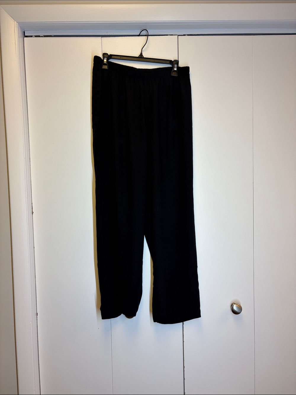 Eileen Fisher Black Elastic Waist 100% Silk Pants